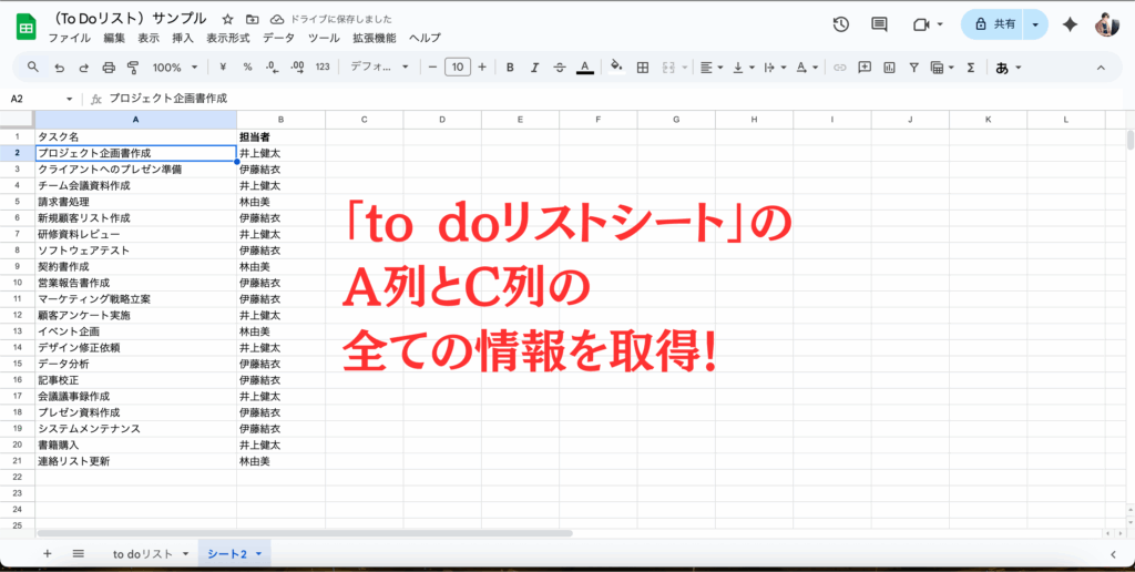 クエリ文のSELECTを使って列ごとに取得の結果