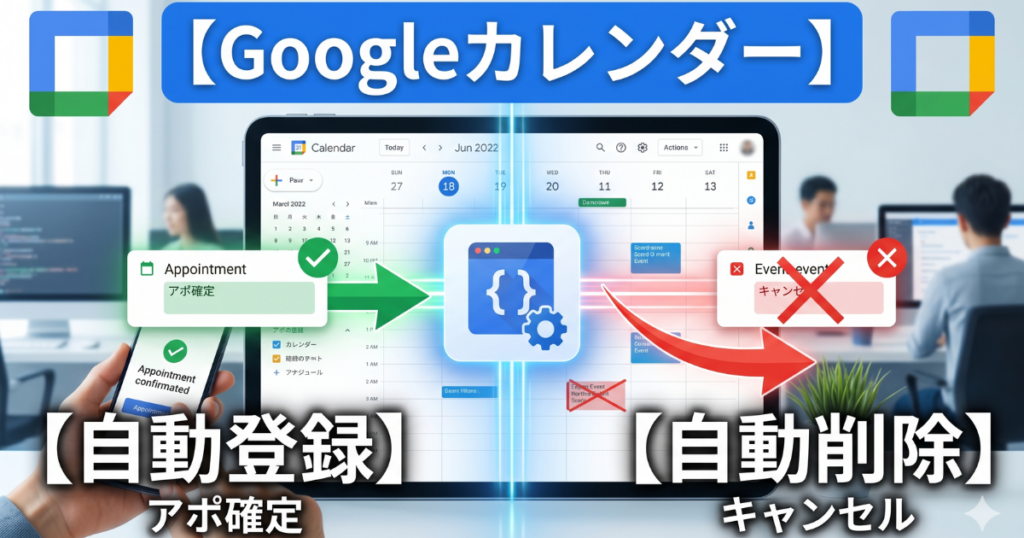 Googleカレンダーに自動登録と自動削除